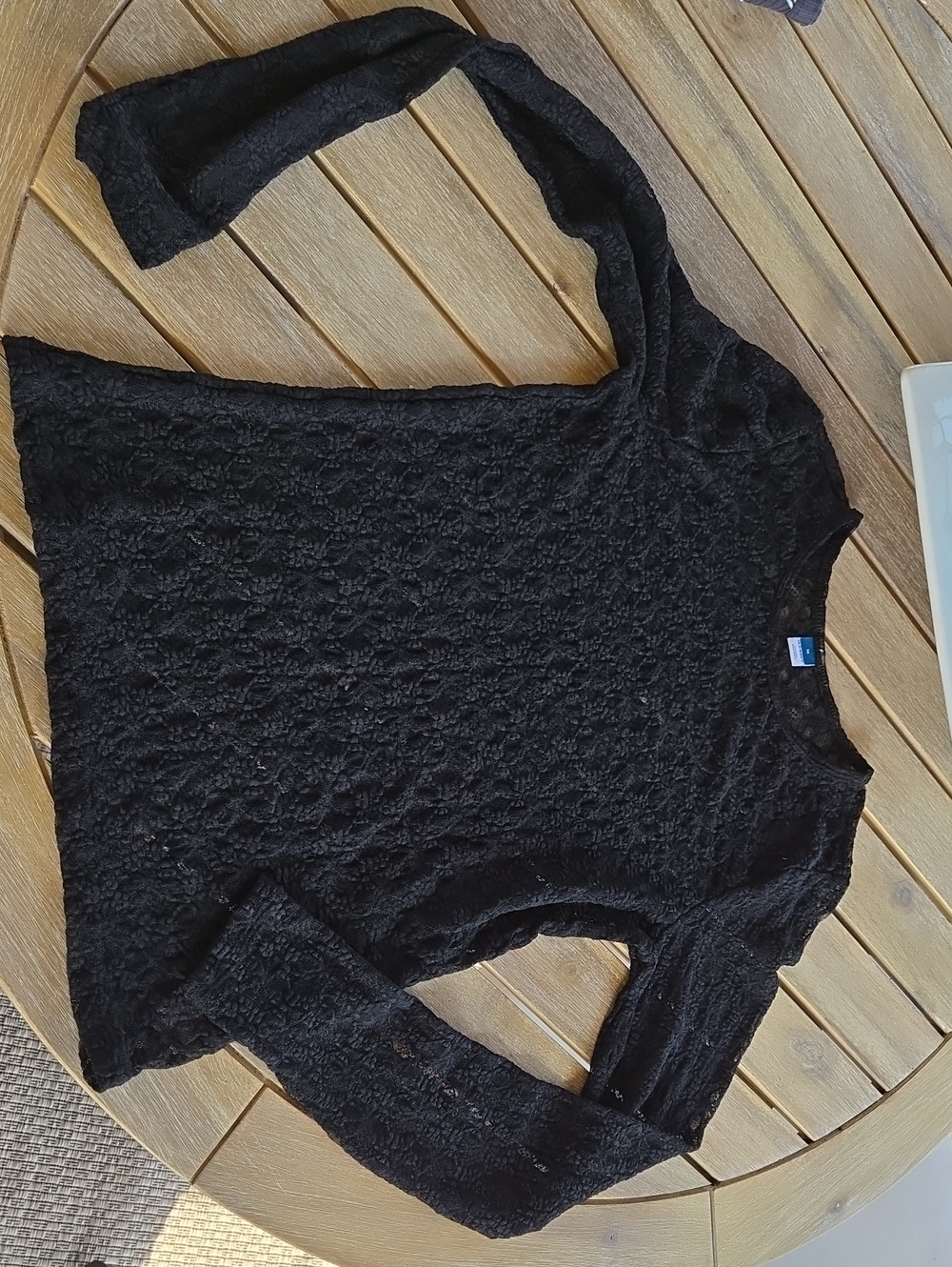 Old Navy long sleeve Sheer lace top M Trending Goth Festival Coquette French EUC - Picture 7 of 12